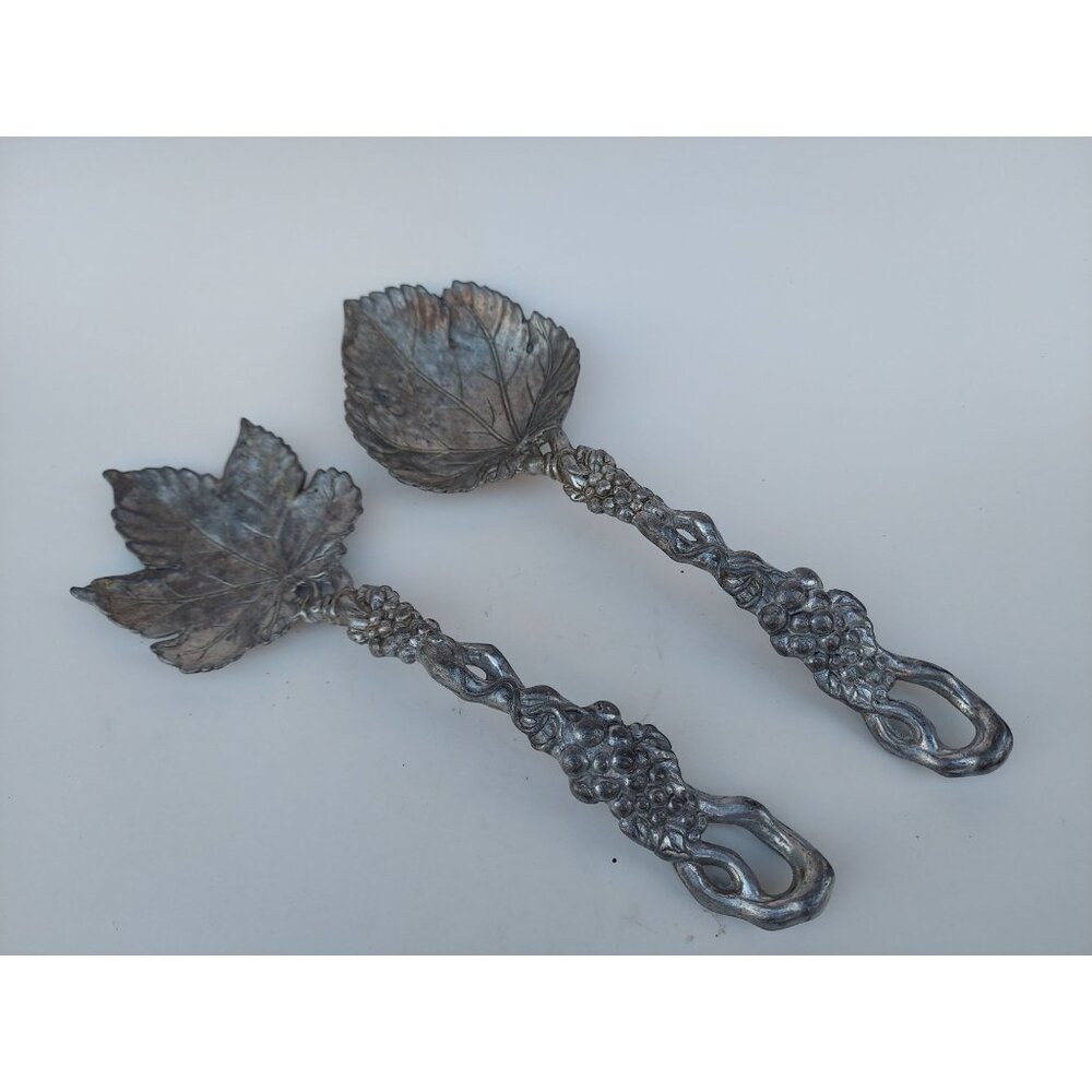 Arthur Court Grape Vine Leaf Salad Serving Fork & Spoon Set